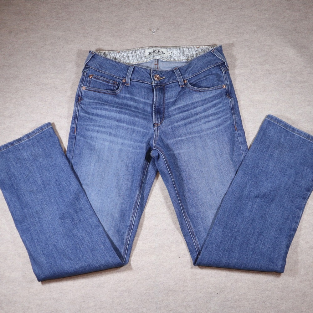 Ariat Real Denim Catherine Straight Leg Jeans Womens 32R Blue Western Mid Rise